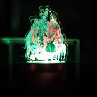 KRITAM LED Acrylic God Radha and Krishna / Radha Krishna Changing LED Night Table Lamp Night Lamp Table Lamp
