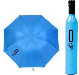 RAINISM folding umbrella two layer with bottle cover look like as a wine rain UV Travel bottle Umbrella (blue) Umbrella