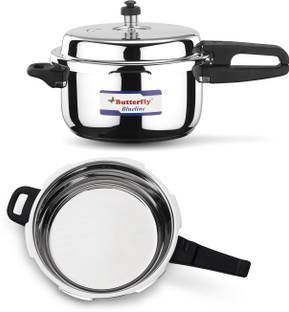 Butterfly Present combo of 5.0 liter and 3.0 liter junior pan with common Lid 5 L, 3 L Outer Lid Induction Bottom Pressure Cooker & Pressure Pan