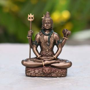 Haridwar Divine Lord Shiva Idol Shiv Meditating, Padmasana Sitting Statue for Home Temple Decorative Showpiece  -  9 cm