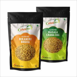 wheafree Gluten Free Namkeen Combo - Bikanery Bhujia (400g) + Masala Chana Dal (400g) Combo Box
