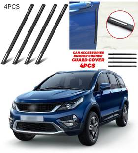 PRTEK 4pcs Car Accessories Bumper Corner Guard Cover Anti Scratch Protector Sticker Universal Car Front Rear Corner Bumper Guard Protector Compatible With Tata Hexa Car Beading Roll For Window, Bumper