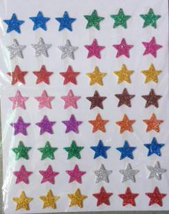RJV Global Multicolors Star Shaped Glitter Sticker Foam Self Adhesive Stickers