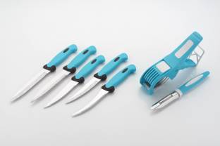 LOOZITO 7 -Pcs Blue Combo of 5 Knife, 1 Veg Cutter And 1 Peeler Kitchen Tool Set