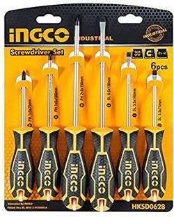 INGCO TOOLS MASTER HKSD0628 HEAVY DUTY WITH BLACK TIP AND RUBBER HANDLE Combination Screwdriver Set
