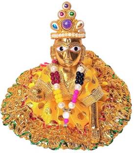 LOTUS RISE SIZE NO.03 100% Pittal Laddu Gopal Statue Pital Brass Murti Kanha ji with pushak Laddu Gopal Thakur Ji Metal ,Metal Laddu Gopal Baby Krishna Bal Gopal Thakurji SIZE 2 Decorative Decorative Showpiece  -  8 cm
