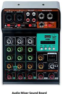 KH Professional Audio Mixer Sound Board Console System Interface 4 Channel Digital USB Bluetooth MP3 Computer Input 48V Phantom Power Stereo DJ Studio Streaming/four 4-way mini mixer with reverb Analog Sound Mixer
