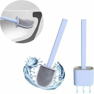 RENUMAX New Soft Bath Clean Tool Durable Bristle Wall Mounted Toilet Brush With Holder Silicone Toilet Cleaning Brush, Silicon Toilet Brush with Holder Stand for Western Toilet Cleaning | Easy to Clean Toilet Clean , Multicolor[PACK OF ONE], Brush for Bathroom Cleaning, with Holder