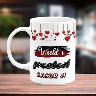 TrendoPrint World's Greatest Sasur Ji Ideal and Sweet Gift For Dad Father and Papa Father's Day and Pita Ji Daddy and Sasur Ji Happy Birthday and Happy Anniversary Gifts Printed White Tea Ceramic Coffee Mug