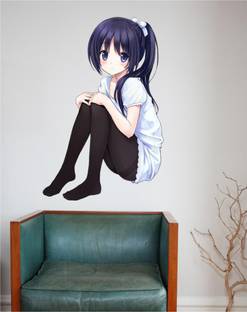 Approach home Decor 60 cm anime girl 3d wall sticker Size-43x60 cm Self Adhesive Sticker