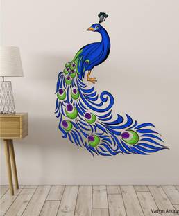 Approach home Decor 60 cm peacock 3d wall sticker Size-48x60 cm Self Adhesive Sticker