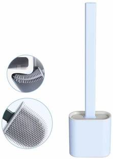 M and J Silicon Soft Silicone Bristle Toilet Bowl Cleaner Brush with Slim Long Handle Silicone Wet and Dry Brush