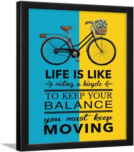Life quotes posters - Life Quotes Wall Frames - Life Quotes Frames - Motivational Life Wall Frames - Life Frames - Life Wall Frames - Albert Einstein quotes - life is like riding a Bicycle Paper Print