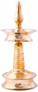 COPPER KITCHEN Original Traditional South Fancy Kerala Samay Diya Oil Puja Lamp Brass Table Diya