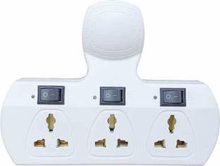 GEECONE COMBO Multi Plug 3+3 Universal Socket Extension Cordless Board Socket with Multi-Angle Adjustable mobile stand (white) 6 Amp Three Pin Plug
