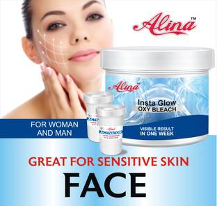Alina FACE GLOWING INSTA GLOW OXY BLEACH CREAM (250G) FOR DARK SPOT, UNEVEN SKIN TONE, DULL SKIN, DEAD SKIN CELLS AND SUN TAN