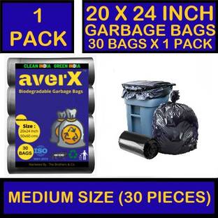averX OXO-Biodegradable Black Garbage Bag for Home - 20x24 inches (Pack of 1, 30 Pieces, Medium Size) Premium Quality Medium 24 L Garbage Bag  Pack Of 30