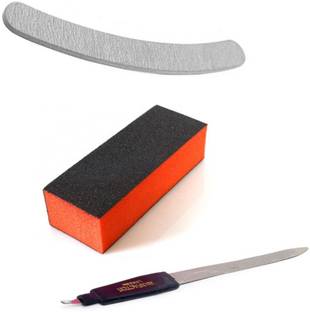 virkart Nail Art Shiner Buffer Block Orange Buffing Sanding File and 1 high quality nail filer.2 in 1 Manicure Pedicure Nail File Tool Cuticle Trimmer Cutter Remover for Women