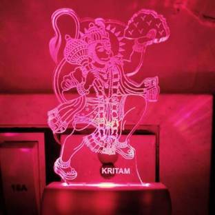 KRITAM HANUMAN JI 3D illusion Designe Extremely Night Lamp With 7 Color Changing lights or Gift,for Bedroom,livingroom (Small Size-10cm,Multicolor) Table Lamp