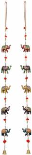 CRAFTOHOLICS Elephant Line Wall/Door Hanging Items Toran/Latkan Set of 2 Pcs Multicolour Microfiber 96cm || Handiccraft Items Toran