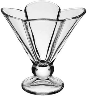 K AND D BROTHERS Glass Dessert Bowl Glass Crystal Clear Deep Flower Shape Cut Glass Ice Cream Pudding Cups/Bowls Tableware Set (220ml) Glass Dessert Bowl