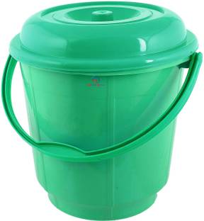 Heart Home Plastic Strong 16 LTR Bathroom Bucket With Lid (Green) 16 L Plastic Bucket