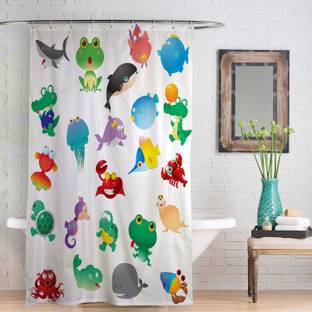 right 130 cm (4 ft) Shower Polyester Semi Transparent Curtain Single Curtain