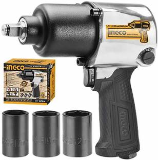 INGCO AIW12562 1/2 Square Drive Air with 3 Pieces Socket (17, 19, 21 mm) Pneumatic Impact Wrench