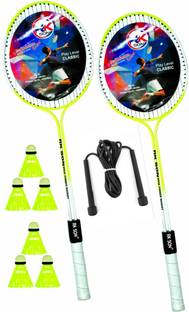 rk son Badminton Racquet Set Of 2 Piece With 6 Piece Nylon Shuttle Badminton Kit
