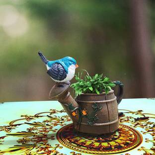 REJOICE CRAFT Cute Watering Can with Bird Handicraft Container Succulent Pots Flower Plants Living Room Planter Pottery Lucky Indoor-Outdoor Table Home & Office Decoration Gardening Gifts Plant Container Set