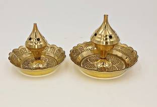 SHLINCO SHLINCO Brass Agarbatti Stand Incense Stick Holder Dhoop Dani for Home Decor - Set of 2 Brass