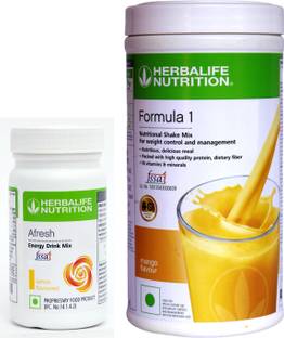 HERBALIFE Formula 1 Shake Mix - Mango Flavor With Afresh Energy Drink - lemon Flavor Plant-Based Protein