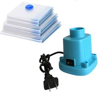Chias (Pack of 3) Vacuum Storage Reusable Zip Lock Space Saver Bags 3 Medium (50 cm X 60 cm) with Electric Air Pump + 2 Pin Plug Converter High Volume Storage Vacuum Bags, Travel Storage Vacuum Bags, Miscellaneous Storage Vacuum Bags