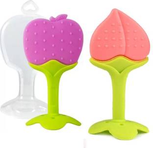 Little Warriors Baby Teething Toys Soft and Natural Fruit Shape Teether for Baby/Toddlers/Infants/Children BPA Free/Natural/Organic/Teethers Includes Hygienic Case-Pack of 2 Teether