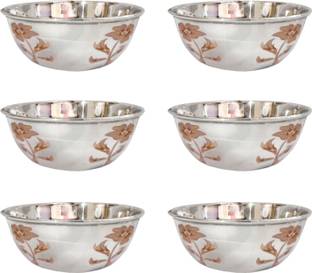 ESS KAY Stainless Steel Vegetable Bowl Pack of Six Stainless Steel Laser Engraved print Vegetable bowls , katori