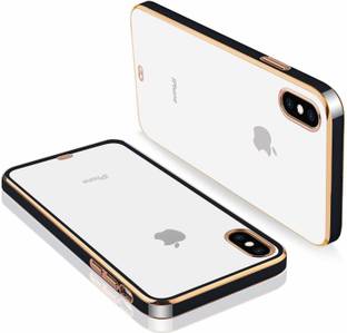 DeepzHub Back Cover for iPhone X | Luxury Clear Square Gold Plating Transparent Case Cover |