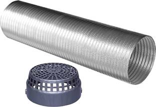 averX 6 Feet (6 Inch) Aluminium Chimney Duct Pipe with Cowl Cover Hose Pipe