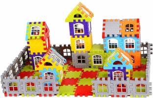 BLACK BIRD Building Construction Blocks - Big Size House Building Blocks with Windows & Smooth Rounded Edges Block Educational Game for Kids (72 Blocks + 20 Windows) -Multicolor