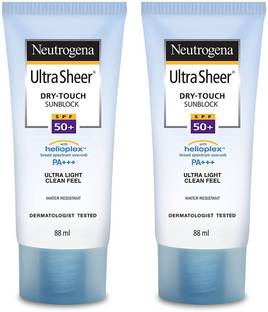 NEUTROGENA Sunscreen - SPF 50 PA+++ Ultra Sheer Dry Touch Sunblock Broad Spectrum UVA\UVB Ultra Light Clean Feel Each 88ml Pack of 2