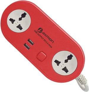 Axmon Extension Cord with 2 USB Charging Ports and 2 Socket Extension Board for Multiple Devices 2.4 A Three Pin Socket