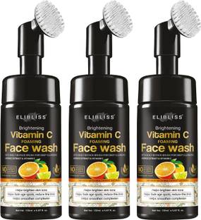 ELIBLISS Brightening Vitamin C Foaming - with Lemon & Orange Essential Oils - For Skin Brightening - No Parabens, Sulphate, Silicones,  Pack Of 3 Face Wash