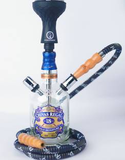 Smoke station Chivas 18 Premium Iron Hookah glass shisha pot (Clear blue) 10 inch Glass Hookah