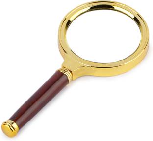 FIDDLERZ Magnifying Glass 70mm Diameter Magnifier Vintage Handheld With Detachable Handle for Reading Maps Crossword Puzzle Engravings For Gifting - Gold 10X Reading Glass