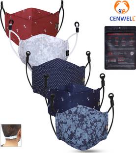 CENWELL 5 Pcs Pure Cotton Mask Reusable 6 Layer Fabric N95 Mask for Men Women Designer 3D Reusable, Washable Cloth Mask With Melt Blown Fabric Layer