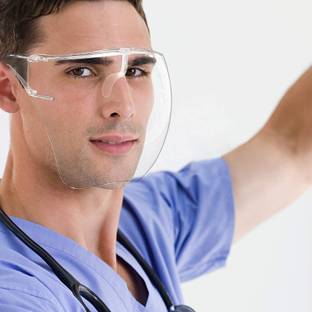 Pseudo Goggle-Style Face Shield with 180 Degree Safety Coverage: Anti-Fog Glasses and Clear Face Visor Integrated in One Design - Unisex Fashion Protective Safety Visor