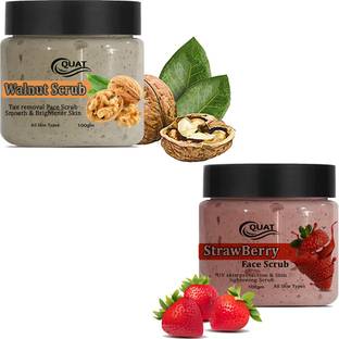 QUAT Walnut + Strawberry Face Scrub COMBO for skin Smooth & Brightener Scrub