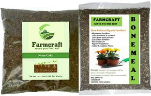FarmCraft organic bone meal and organic neem cake powder ( 1 kg + 1 kg ) Fertilizer, Manure, Soil