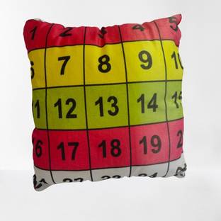 KPN Numeric alphabet nursery line pillow for kids with pictorials Multicolored Satin material Rich look Cushion Cover for kids. Best suited for play school kids with under 5 years age group. Best suited for play schools, creches, kids room, study room - 30 cm (Multicolor)  - 30 cm