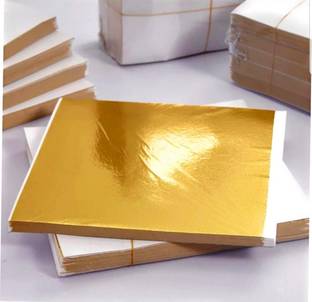 सुमेरावर्क New 20 Sheets Imitation Gold Leaf for Arts, Multipurpose Gold Foil Paper Gilding Crafting, Painting, Decoration, Furniture