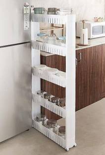 NEWON 5 Tier Kitchen Storage Organizer Rack Holder with Wheels(5 Layer) Plastic Kitchen Trolley Plastic Kitchen Trolley